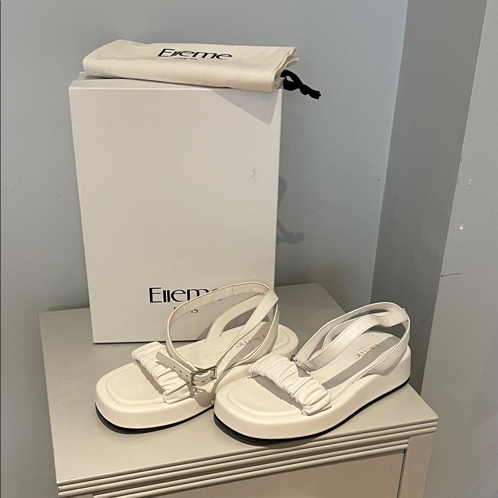 Elleme Paris White Leather Sandals - Size 36